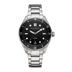 Uhr Ocean Diver Silber Schwarz Metall Silber 20mm Gebürstet - Marinium PH-W-0326