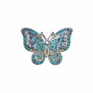 Schmetterling mit blauen und weissen Kristallen