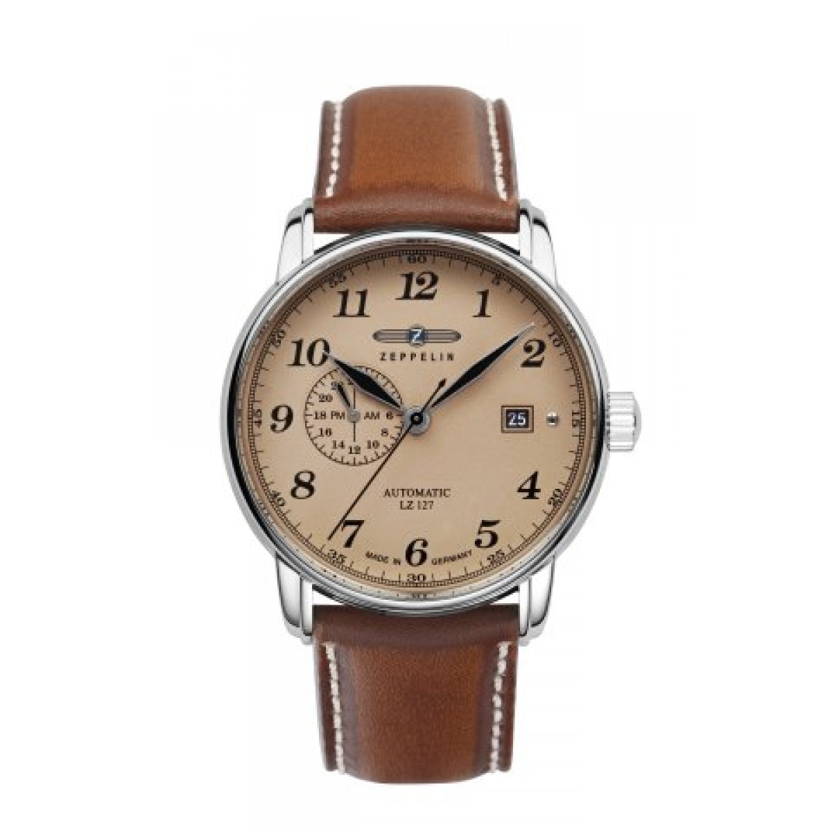 Zeppelin Herrenuhr Automatik mit Datum und Lederarmband 86685